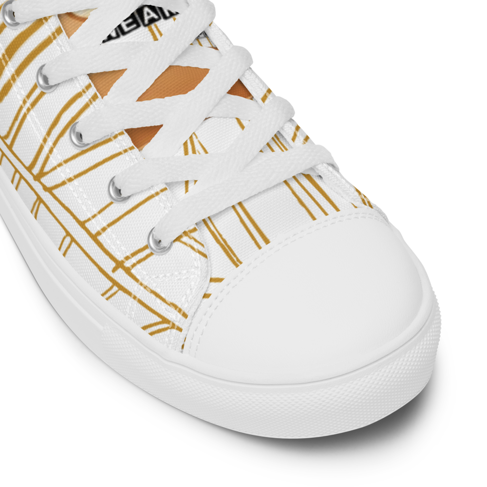 Men’s high top canvas shoes | Last ninja design (Yellow strip) | FunWearCode