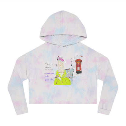 Trendy Vintage English Lady Crop Hoodie – Stylish Retro Streetwear | FunWearCode