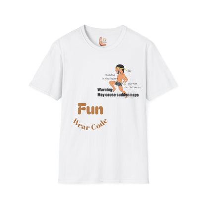 White t-shirt with a Thai boxer graphic design and Fun Wear Code text on a white background