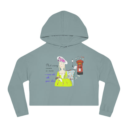 Light blue hoodie with a vintage style lady graphic design on a white background