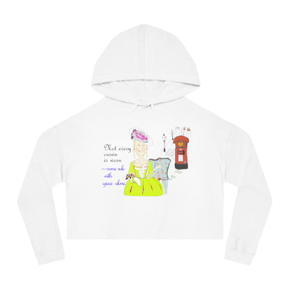 White hoodie with vintage style lady graphic design on a white background