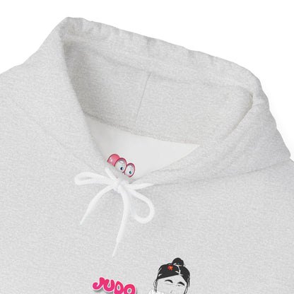 Judo Cartoon Lady Hoodie – Fun Graphic Martial Arts Sweatshirt | FunWearCode