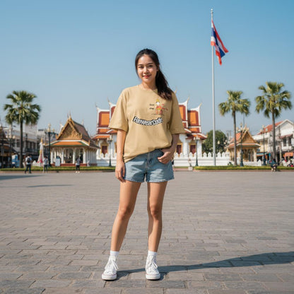 Fun Softstyle Oversized T-Shirt - Playful Thai Woman Graphic Tee | FunWearCode