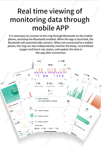 خاتم ذكي مقاوم للماء للجنسين – حارس مراقبة معدل ضربات القلب والضغط الدموي والنوم وتتبع النشاط | اختيار فان وير كود