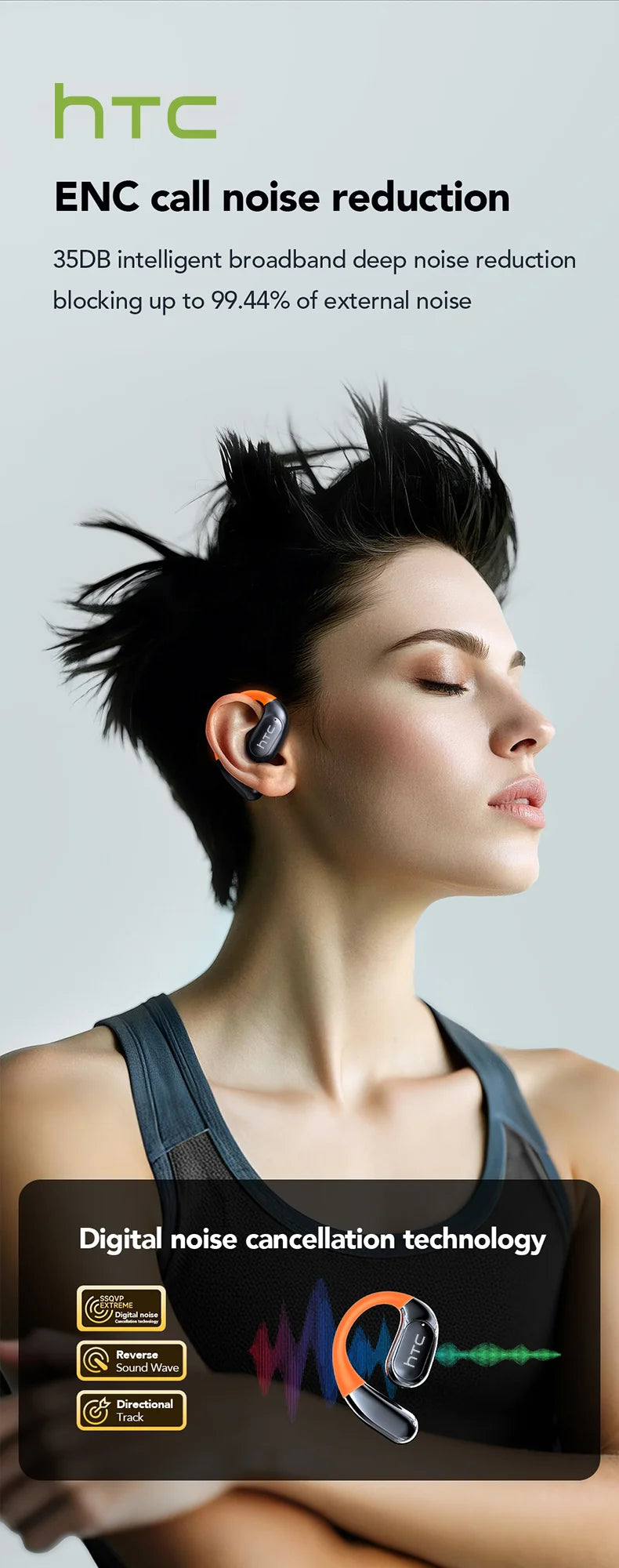 سماعات لاسلكية رياضية بمترجم ذكاء اصطناعي - شاشة لمس LCD وسماعة إضاءة خلفية | اختيار فان وير كود