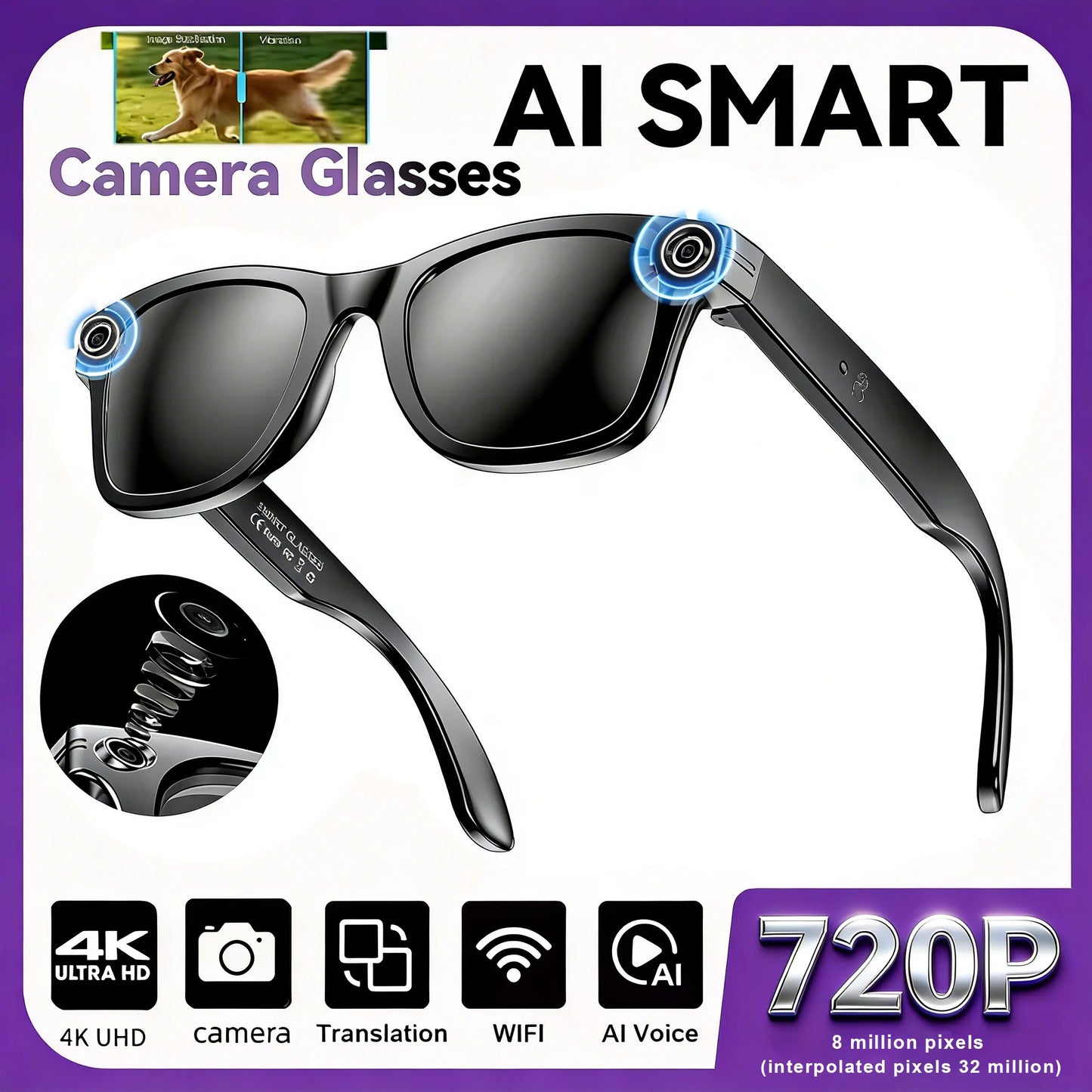 Upgraded Smart Sunglasses Unisex - Camera Video AI Interaction Translation Bluetooth Call | FunWearCode's Selection