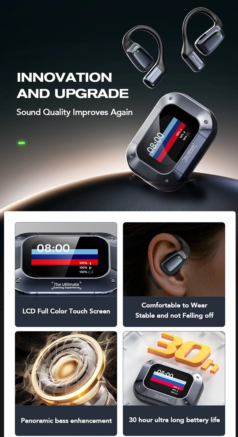 سماعات لاسلكية رياضية بمترجم ذكاء اصطناعي – سماعات بلوتوث بشاشة لمس LCD وميكروفون عالي الدقة | اختيار فان وير كود
