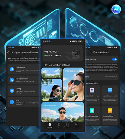 Upgraded Smart Sunglasses Unisex - Camera Video AI Interaction Translation Bluetooth Call | FunWearCode's Selection