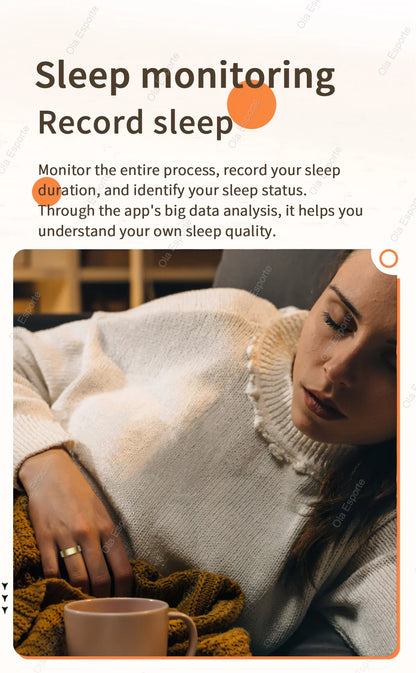 خاتم ذكي مقاوم للماء للجنسين – حارس مراقبة معدل ضربات القلب والضغط الدموي والنوم وتتبع النشاط | اختيار فان وير كود