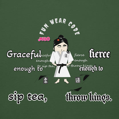 Judo Lady Graphic Cartoon Hoodie – Fun Martial Arts Sweatshirt | FunWearCode