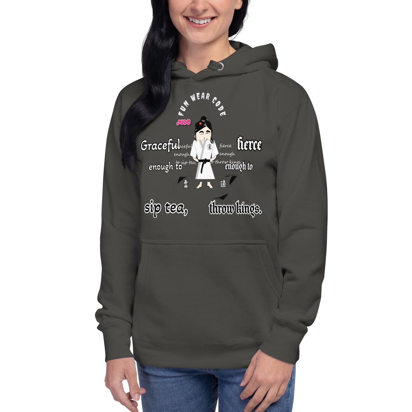Judo Lady Graphic Cartoon Hoodie – Fun Martial Arts Sweatshirt | FunWearCode