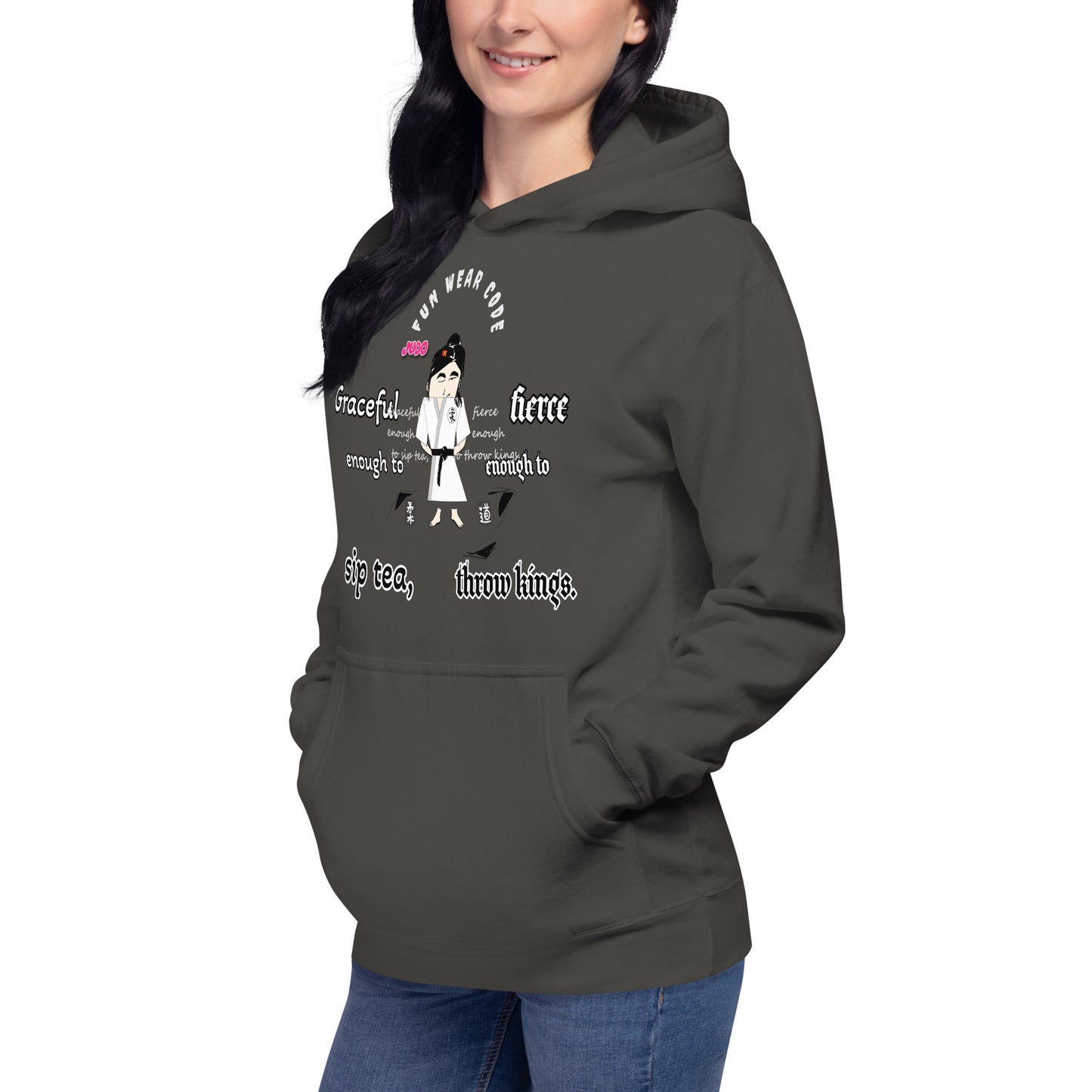 Judo Lady Graphic Cartoon Hoodie – Fun Martial Arts Sweatshirt | FunWearCode