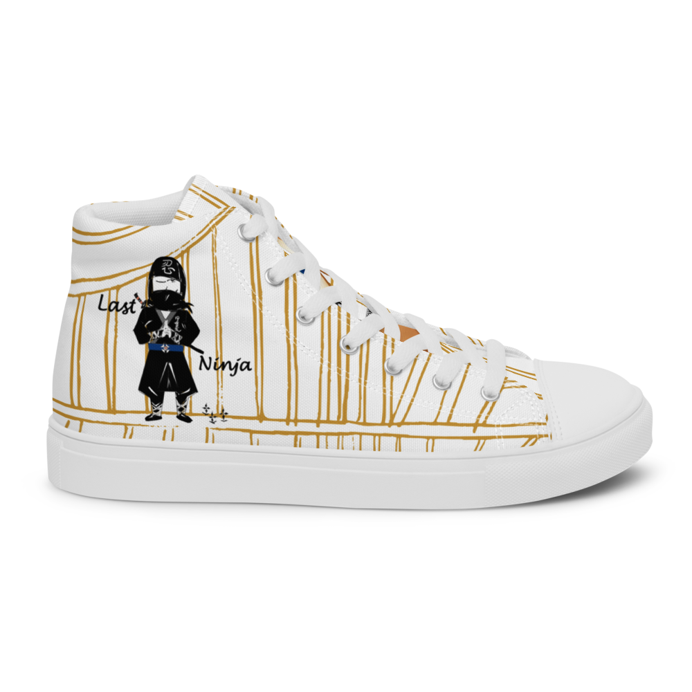Men’s high top canvas shoes | Last ninja design (Yellow strip) | FunWearCode