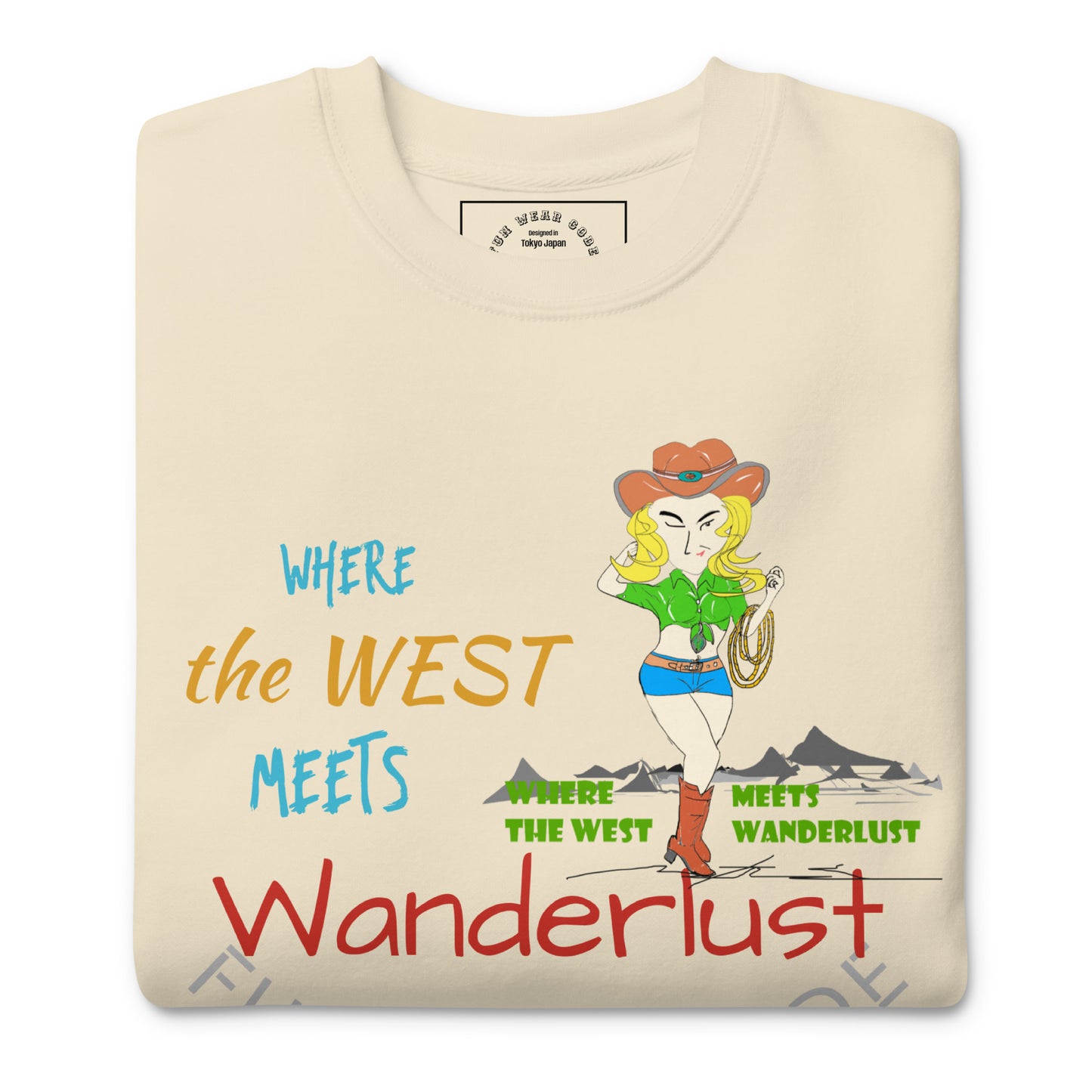 Premium Cozy Long Sleeve T-shirt – Classic Cowgirl Graphic Sweatshirt | FunWearCode