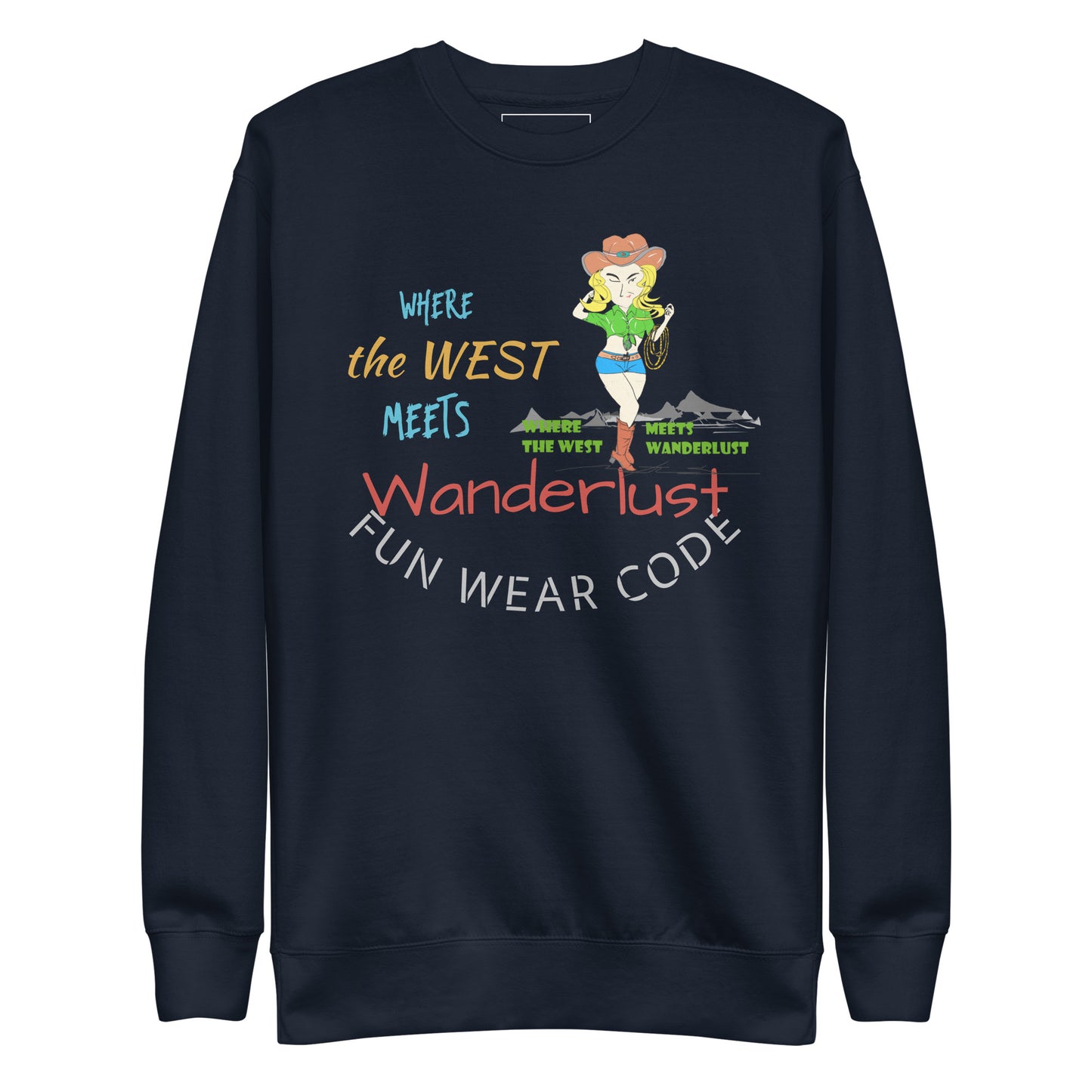 Premium Cozy Long Sleeve T-shirt – Classic Cowgirl Graphic Sweatshirt | FunWearCode