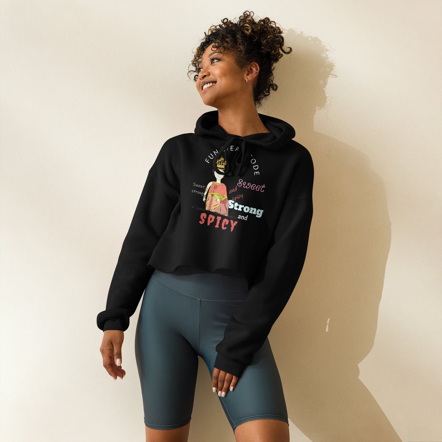 Trendy & Cozy Woman Crop Hoodie – Playful & Bold Thai Iconic Design | FunWearCode
