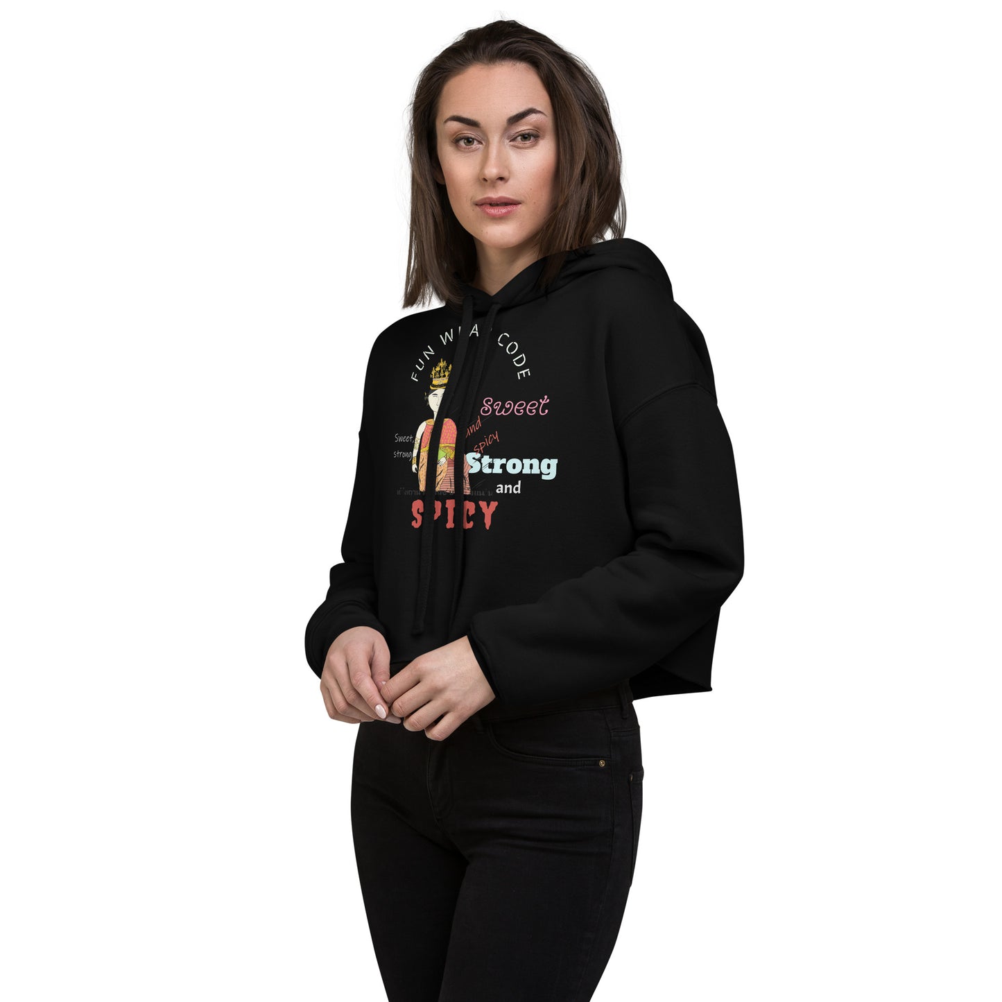 Trendy & Cozy Woman Crop Hoodie – Playful & Bold Thai Iconic Design | FunWearCode