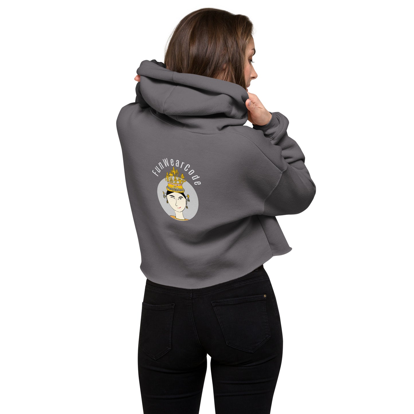Trendy & Cozy Woman Crop Hoodie – Playful & Bold Thai Iconic Design | FunWearCode