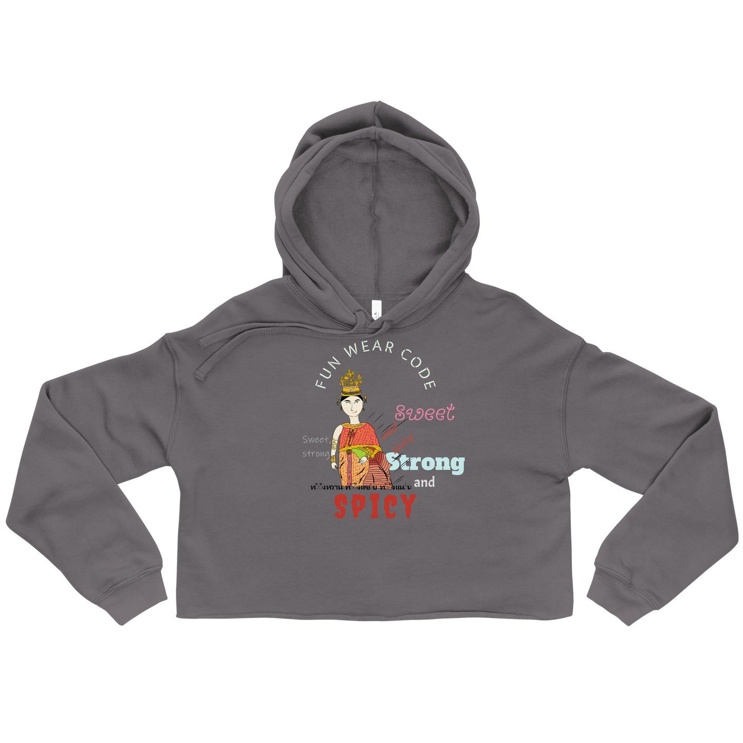Trendy & Cozy Woman Crop Hoodie – Playful & Bold Thai Iconic Design | FunWearCode